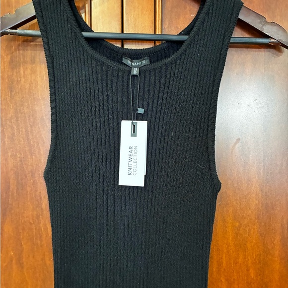 NWT Dynamite Black Ribbed Midi Dress - Picture 4 of 6
